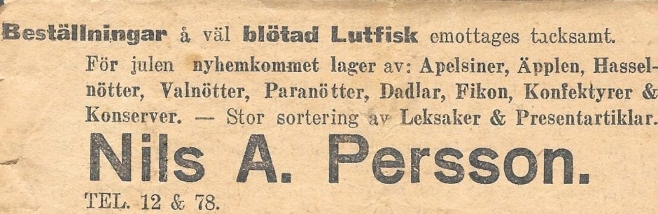 Annons Nils A Persson YA 19321217, g Lars Averfalk 2016