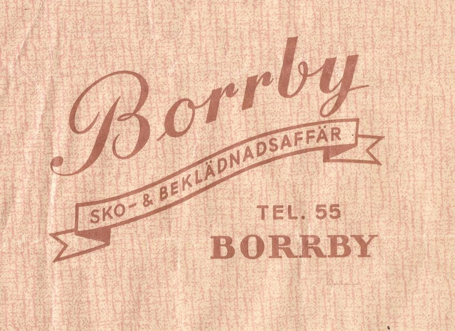 Borrby Sko- och Beklädnadsaffär -kopiaomslagspapper, g Lilian Sen 2019