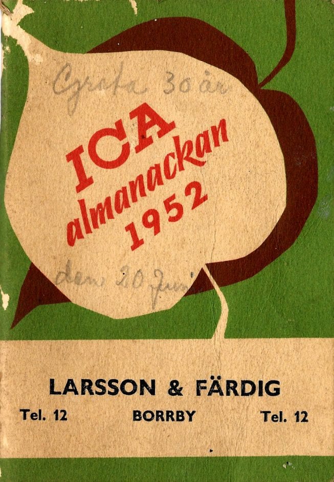 Larsson &amp; Färdig ICA-almanacka 1952 (1a)